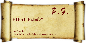 Plhal Fabó névjegykártya